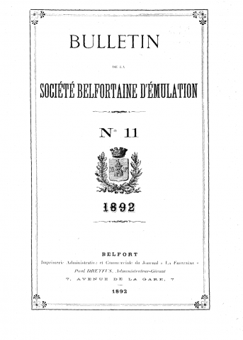 01/01/1892 - Bulletin de la Société belfortaine d'émulation [Texte imprimé]