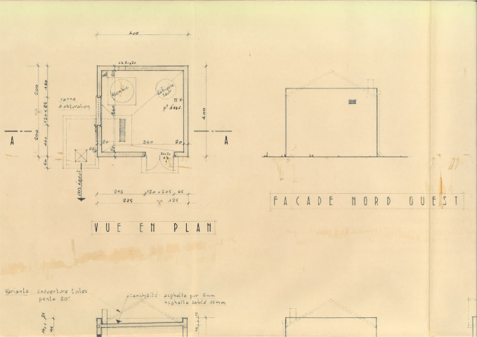 Atelier public communal de distillation, construction : correspondance, devis, plans.