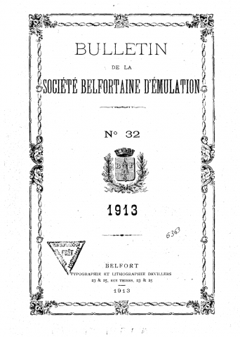 01/01/1913 - Bulletin de la Société belfortaine d'émulation [Texte imprimé]